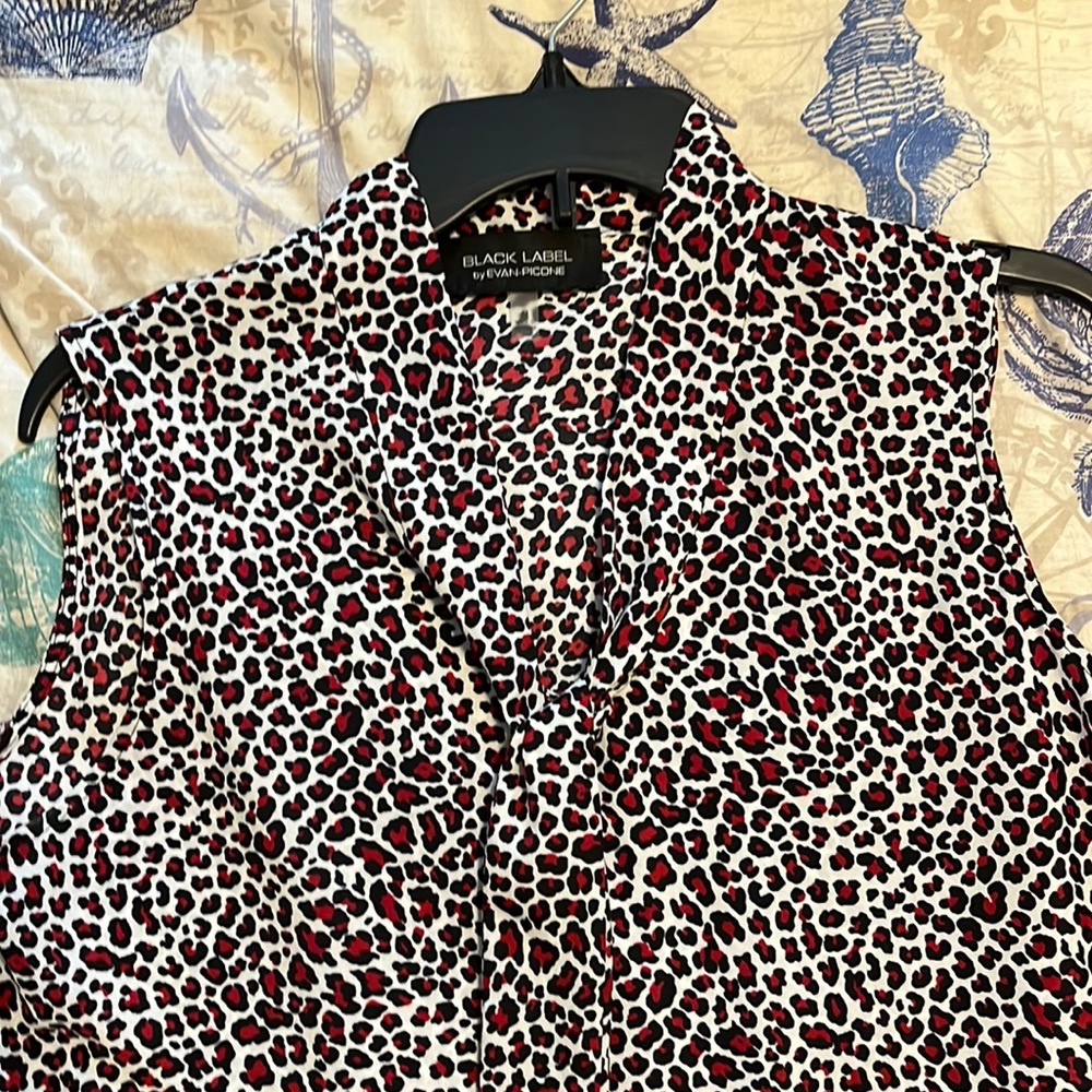 Black & Red Leopard Print Tank Blouse